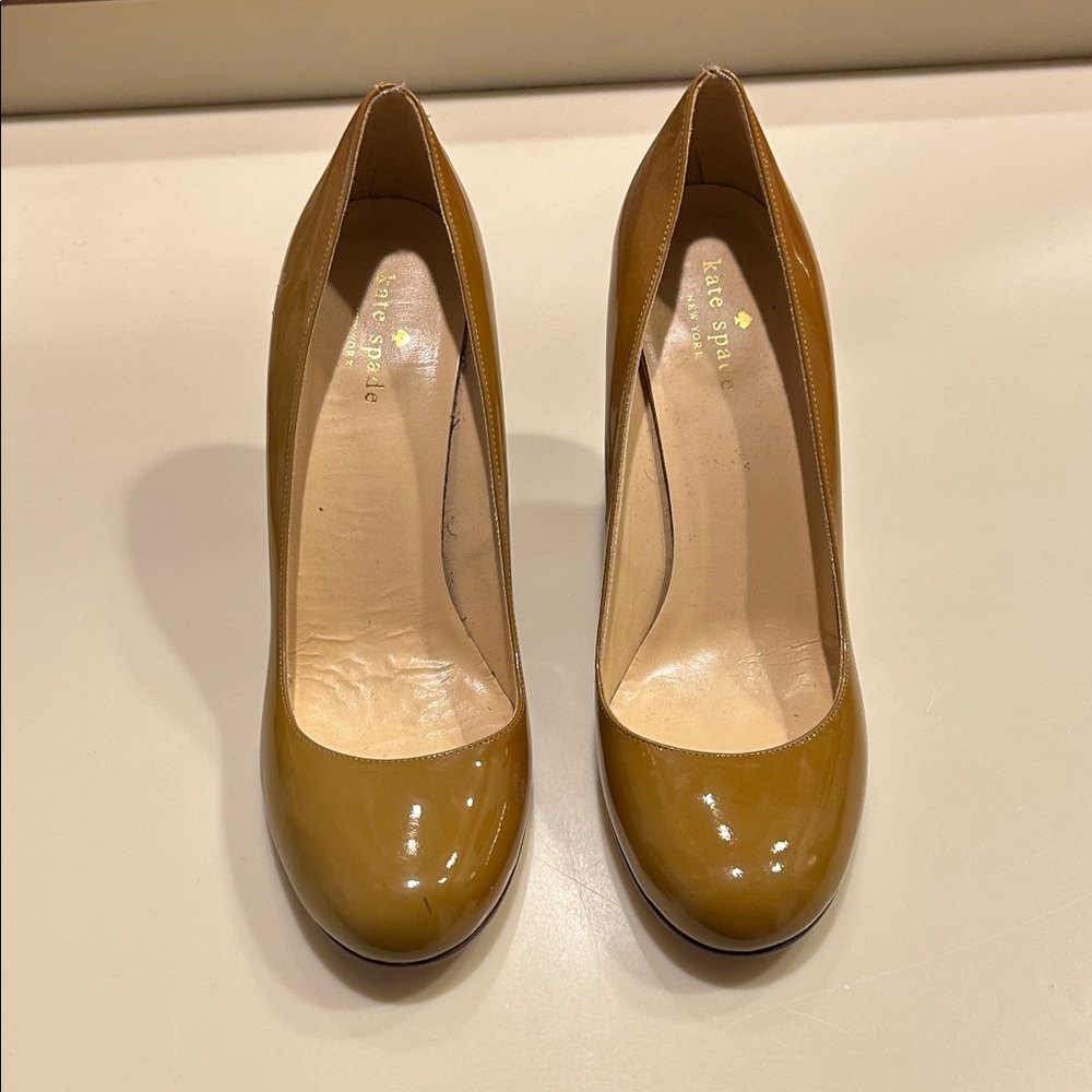 Kate Spade Heels Karolina Tan Patent Leather Women’s Size 9.5